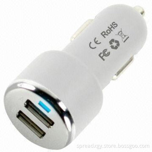 Dual-USB Travel Car Charger with LED Indicator, Good-quality
